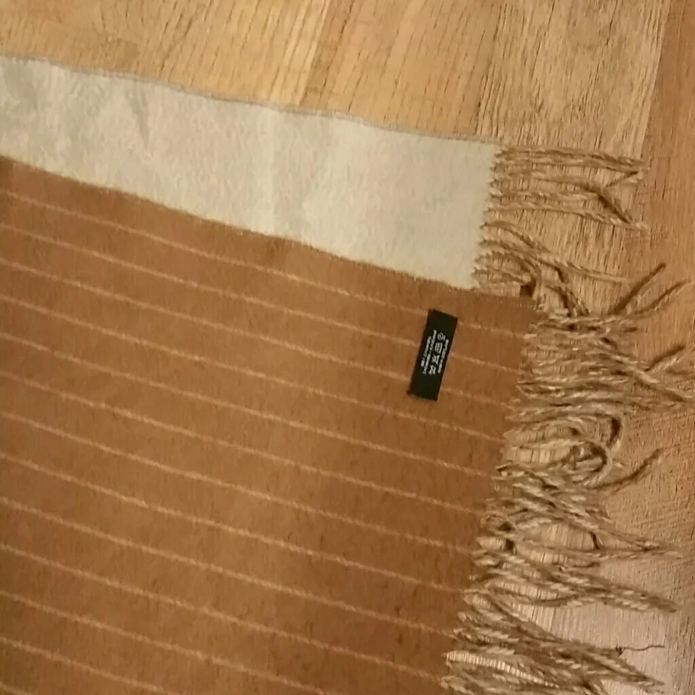 Scotland Reversible‎ Cashmere Wrap Brown and Tan with Fringe